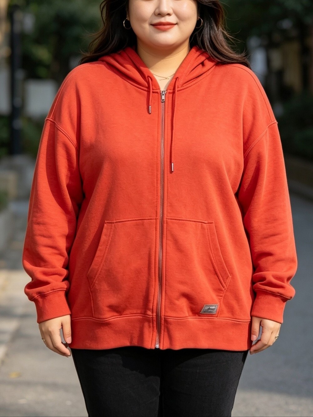 Eddie Bauer Women’s XL Orange Zip Up Hoodie Sweatshirt Cotton Blend Casual